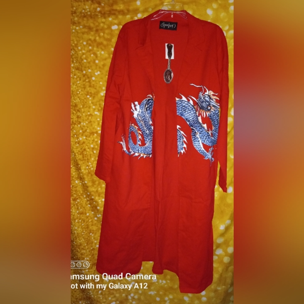 🐉💢🐉 Gorgeous! Red Oriental-inspired long duster. 🐉💢🐉